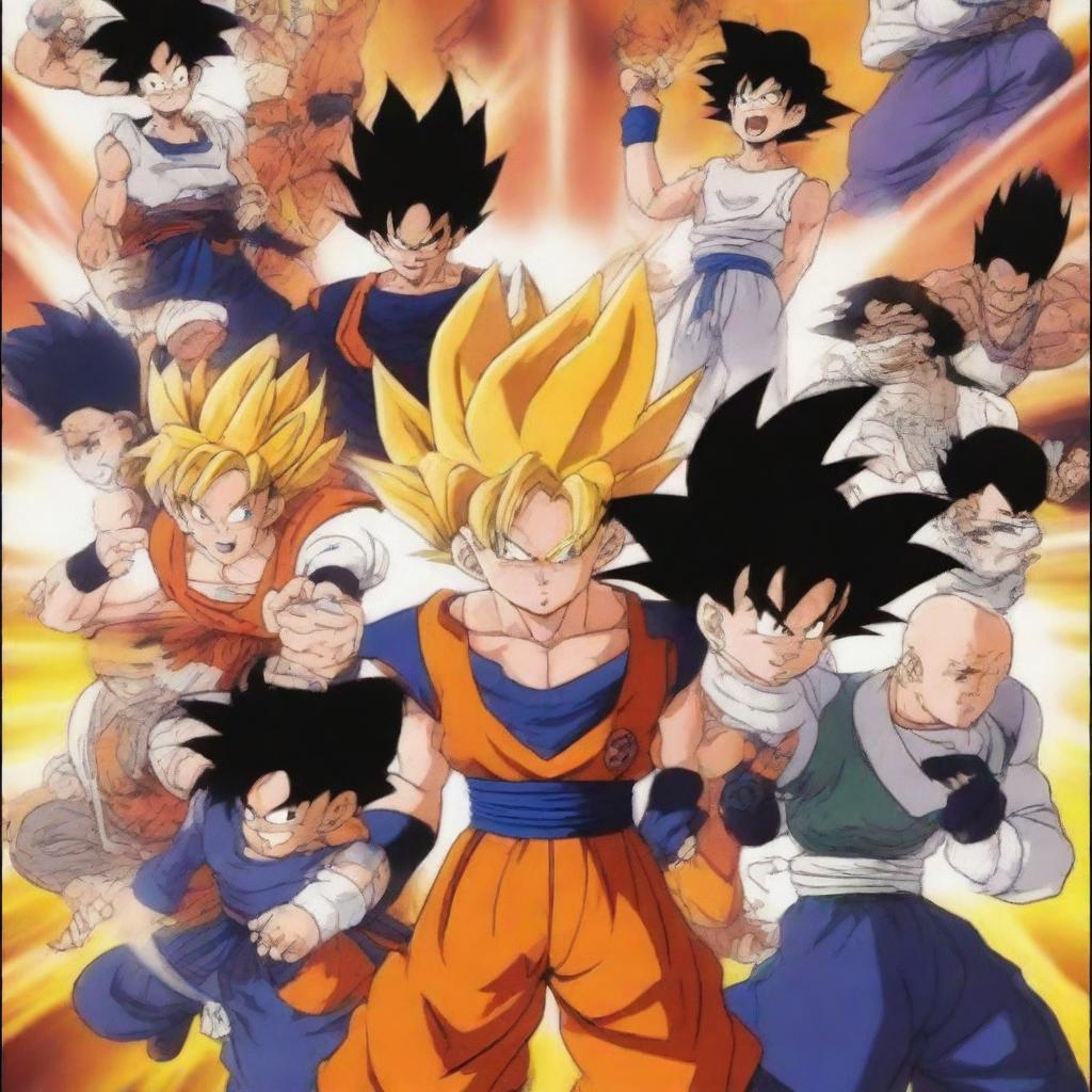 An anime poster featuring a diverse group of characters from various popular anime series