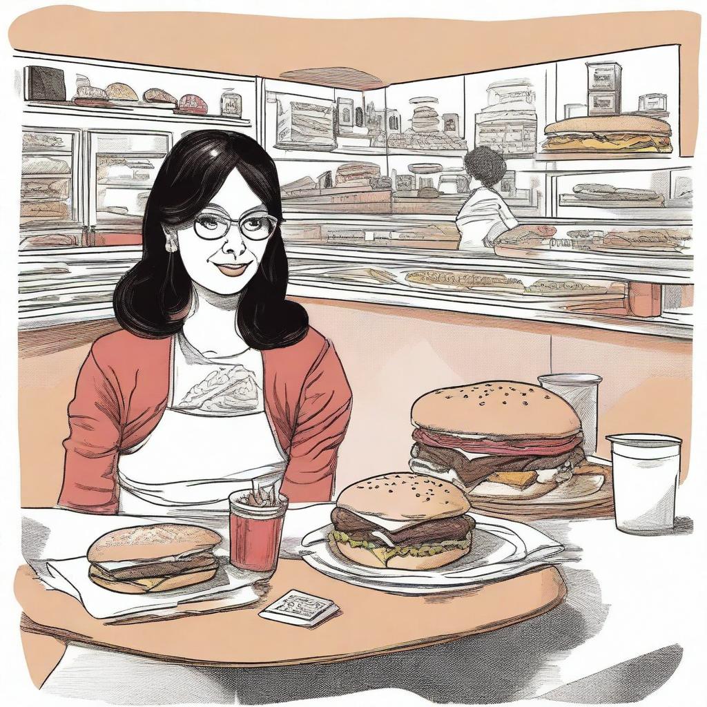 An illustration for a memoir of a French woman's experiences discovering American cultural contradictions when she first arrived in the US