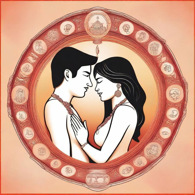 A detailed illustration showing the importance of sex in a relationship, highlighting its role in strengthening spiritual energy according to Hinduism, physical health, and professional success