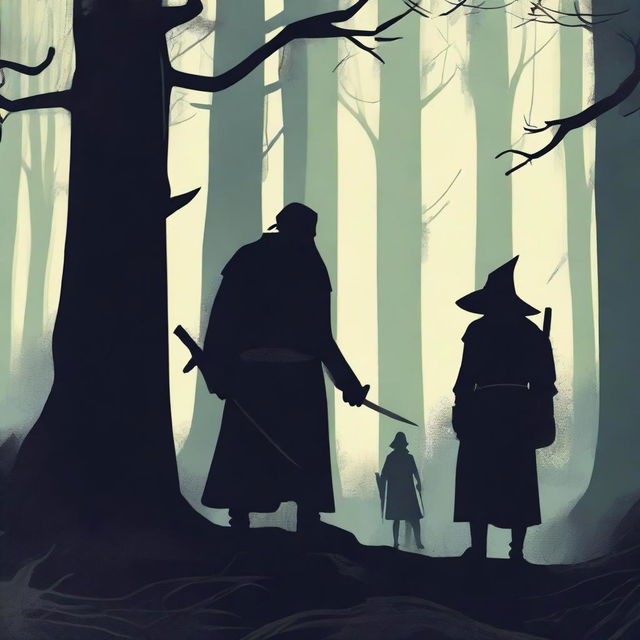 A warrior, a wizard, and a doctor in a dark forest