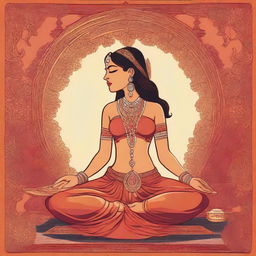 A detailed and respectful illustration depicting the concept of sexual health and the fullness of femininity within the context of Hinduism