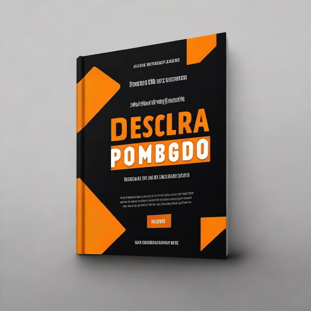 Create an ebook cover for a digital marketing book with the title 'Descubra o Poder da Criação de Conteúdo Digital!' The design should feature black and orange colors prominently