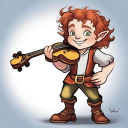 An adult male halfling with medium length curly red hair