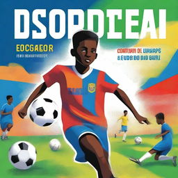 A vibrant and inspiring book cover capturing the essence of soccer and the journey of a young dreamer