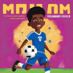 A vibrant and inspiring book cover capturing the essence of soccer and the journey of a young dreamer