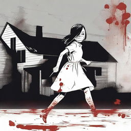 Create an image of a girl running away, but her face is not visible