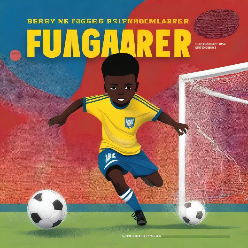 A vibrant and inspiring book cover capturing the essence of soccer and the journey of a young dreamer