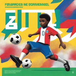 A vibrant and inspiring book cover capturing the essence of soccer and the journey of a young dreamer