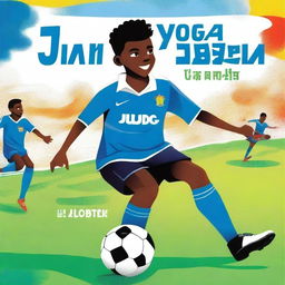 A vibrant and inspiring book cover capturing the essence of soccer and the journey of a young dreamer