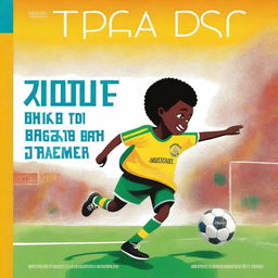 A vibrant and inspiring book cover capturing the essence of soccer and the journey of a young dreamer