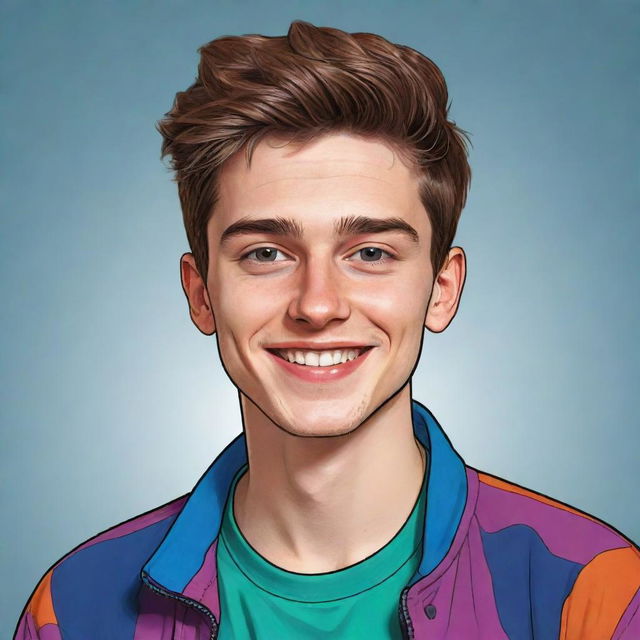 A cartoon depiction of a vibrant and youthful 25-year-old individual