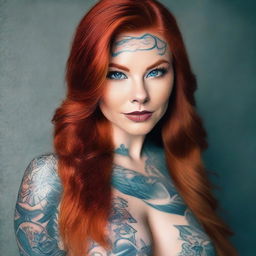 A gorgeous Caucasian woman with long, red auburn hair and striking blue-green eyes