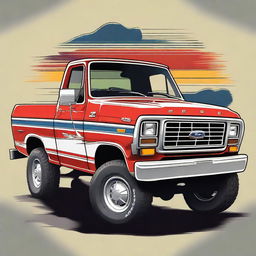 Create an image of a 1982 Ford F100 truck styled after Kaido