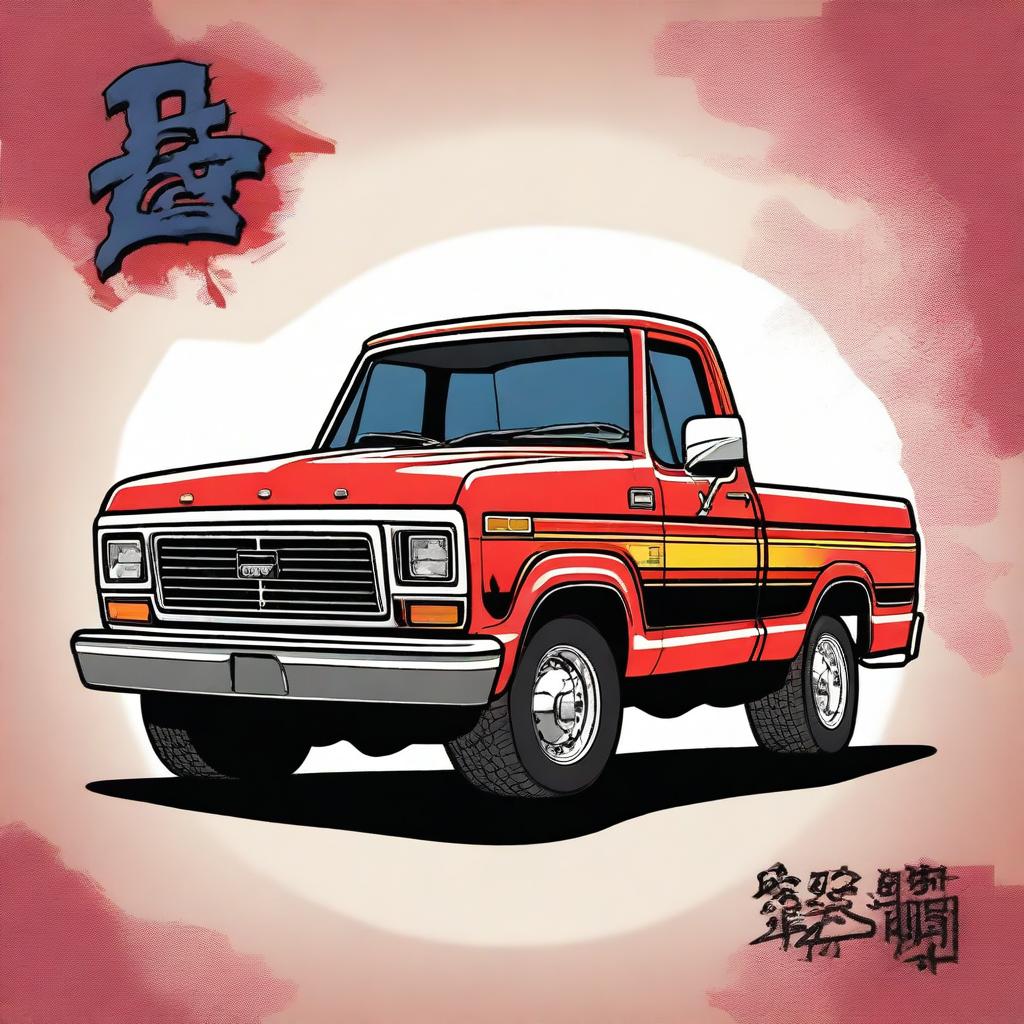 Create an image of a 1982 Ford F100 truck styled after Kaido