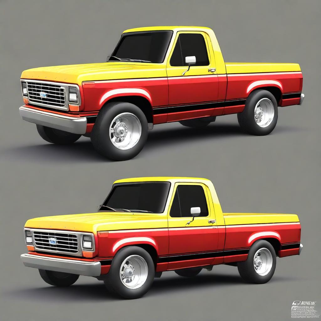 Create an image of a 1982 Ford F100 drift truck