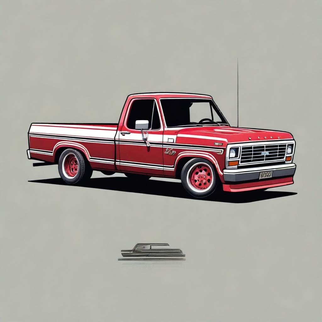 Create an image of a 1982 Ford F100 drift truck