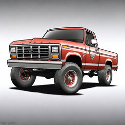 Create an image of a 1982 Ford F100 drift truck