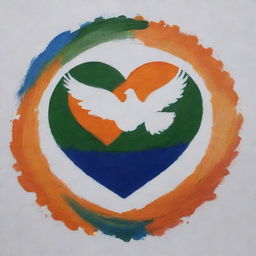 A dove painted in the beautiful tricolors of the Indian flag: a bright saffron on top, clean white in the middle, and deep green on the bottom, also featuring the navy blue Ashoka Chakra in the center.