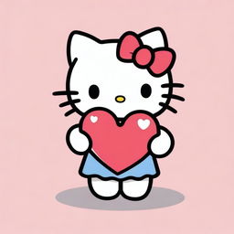 A cute drawing of Hello Kitty holding a heart