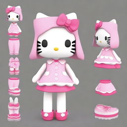 Create a 3D model of a Hello Kitty outfit