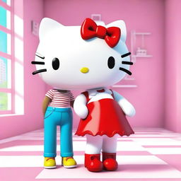 A 3D rendering of Hello Kitty standing next to Ayesha Nichole Smith