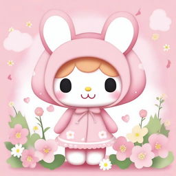 A charming illustration of My Melody from Sanrio