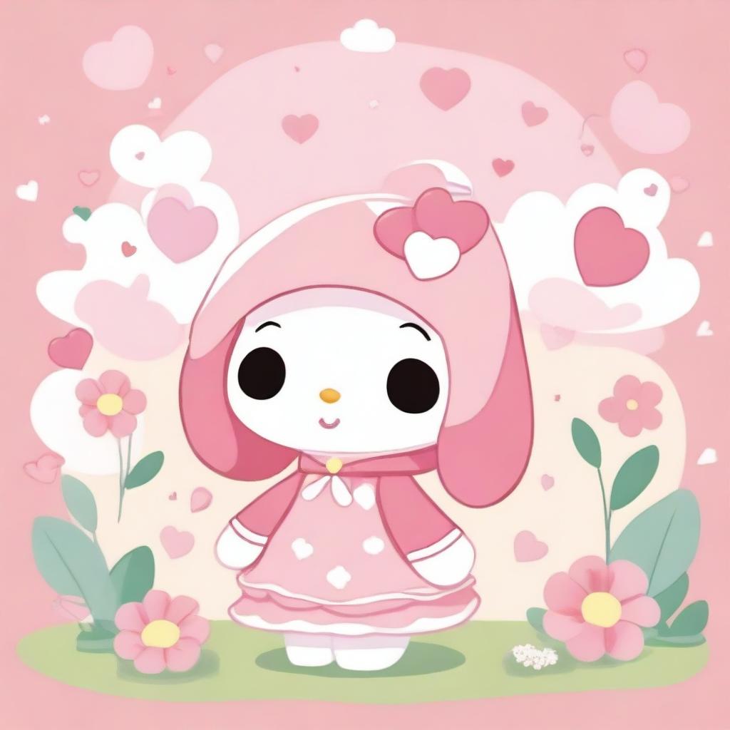 A charming illustration of My Melody from Sanrio