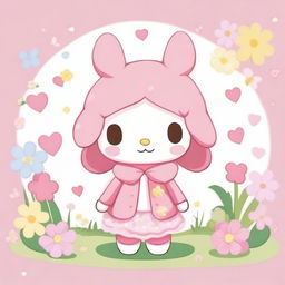 A charming illustration of My Melody from Sanrio