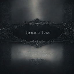 A dark, gothic, souls-like UI banner for text, with intricate filigree details around edges and a smoky, atmospheric backdrop.