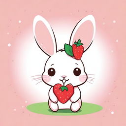 A super cute drawing of a bunny with strawberry-shaped ears