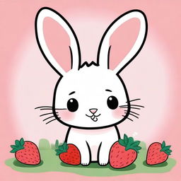 A super cute drawing of a bunny with strawberry-shaped ears