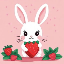 A super cute drawing of a bunny with strawberry-shaped ears