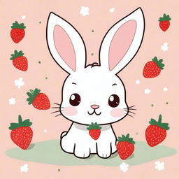 A super cute drawing of a bunny with strawberry-shaped ears