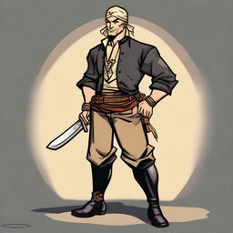 A swashbuckler rogue in a cartoon art style