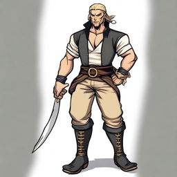 A swashbuckler rogue in a cartoon art style