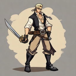 A swashbuckler rogue in a cartoon art style