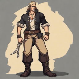 A swashbuckler rogue in a cartoon art style