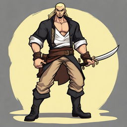 A swashbuckler rogue in a cartoon art style