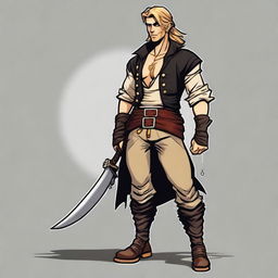 A swashbuckler rogue in a cartoon art style