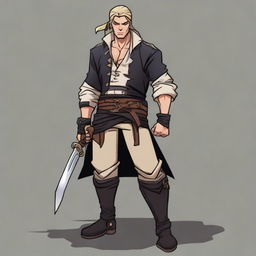 A swashbuckler rogue in a cartoon art style