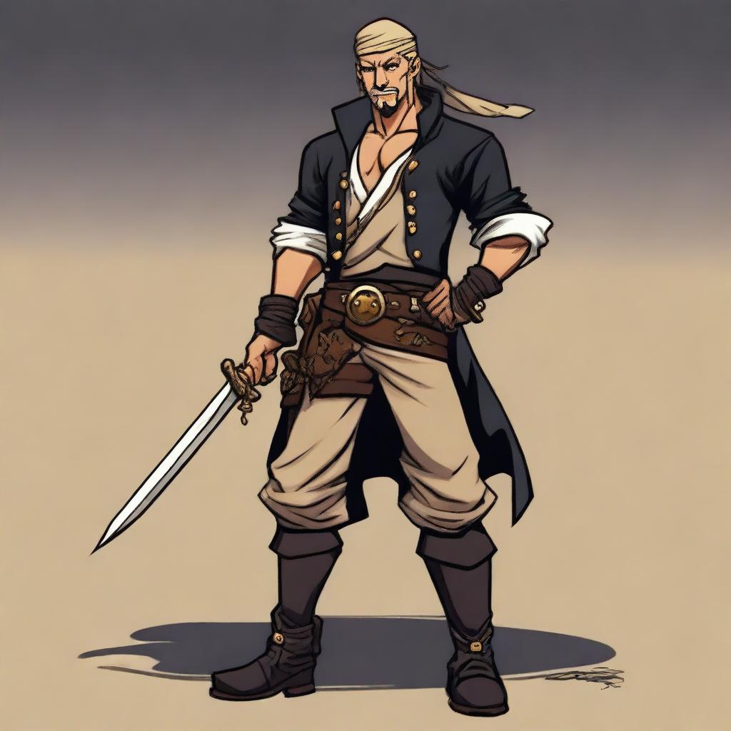 A swashbuckler rogue in a cartoon art style