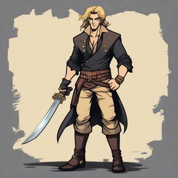 A swashbuckler rogue in a cartoon art style