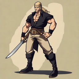 A swashbuckler rogue in a cartoon art style