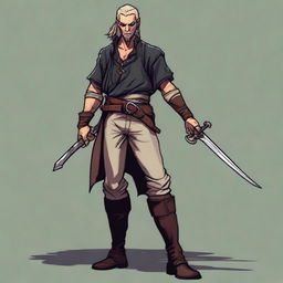 A swashbuckler rogue in a Dungeons and Dragons art style