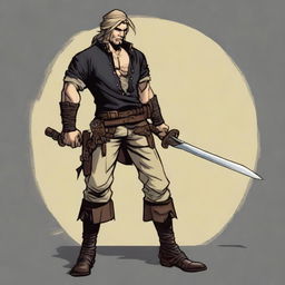 A swashbuckler rogue in a Dungeons and Dragons art style