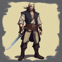 A swashbuckler rogue in a Dungeons and Dragons art style