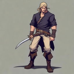 A swashbuckler rogue in a Dungeons and Dragons art style