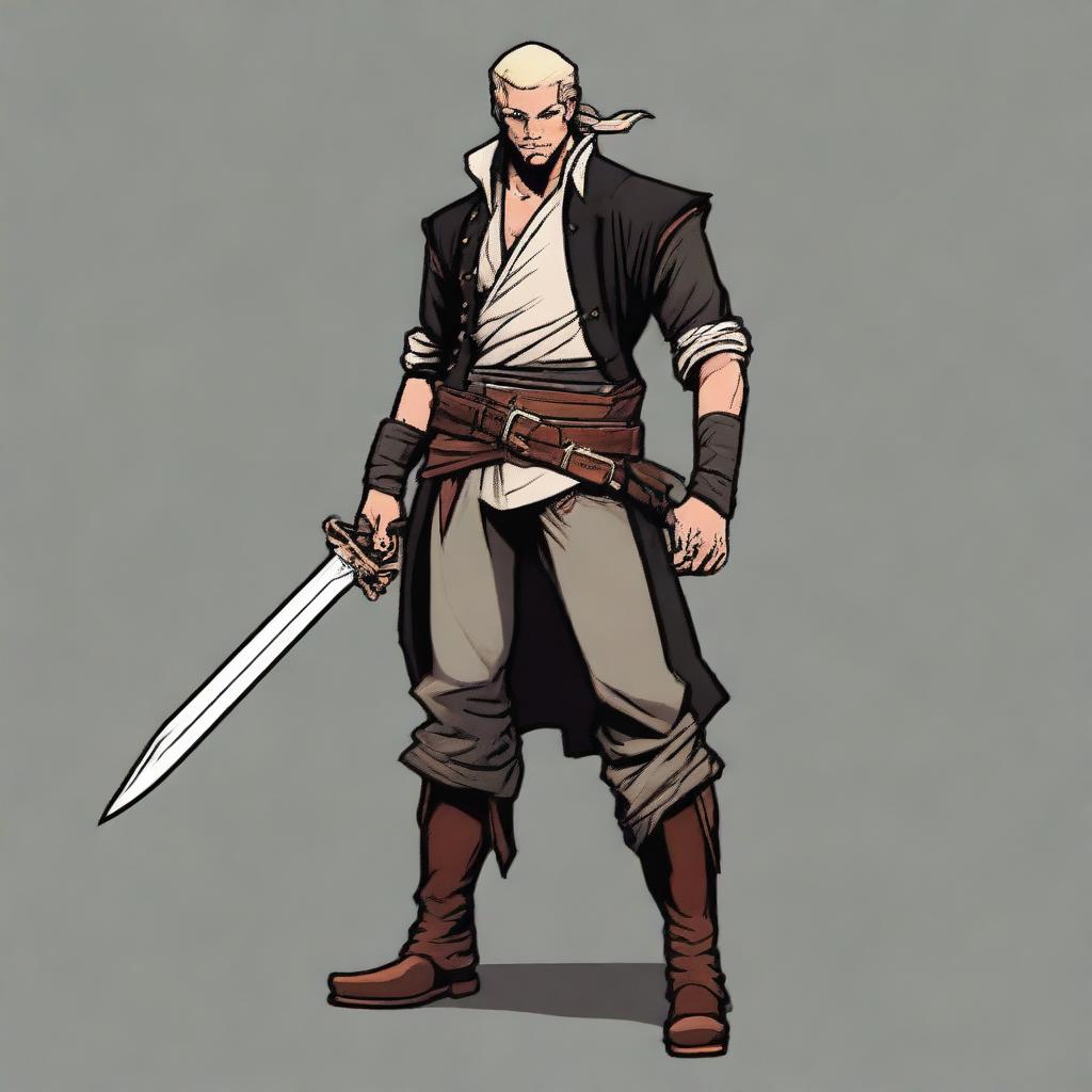 A swashbuckler rogue in a Dungeons and Dragons art style