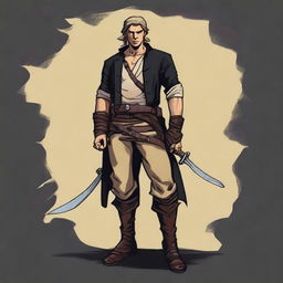 A swashbuckler rogue in a Dungeons and Dragons art style