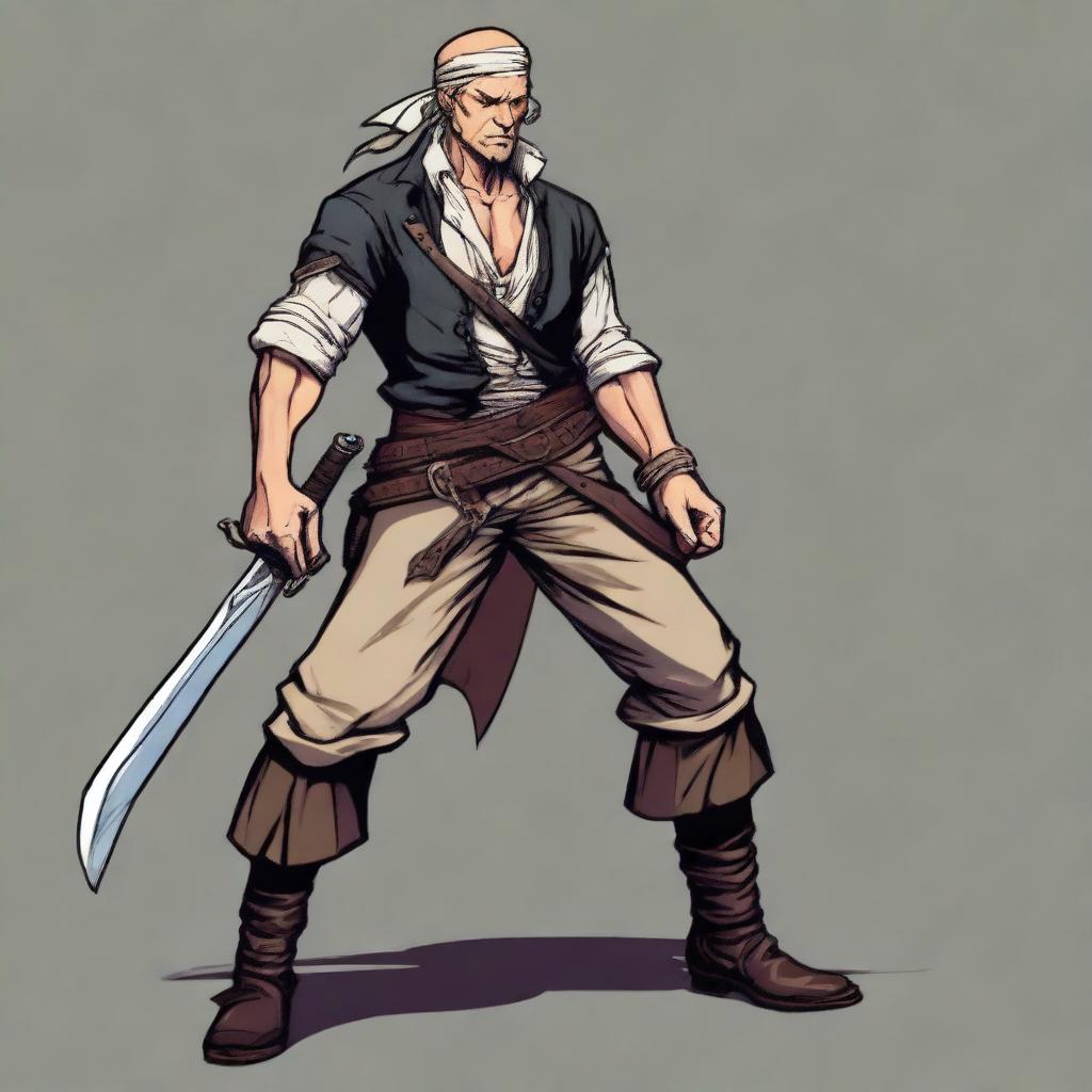 A swashbuckler rogue in a Dungeons and Dragons art style